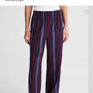 Alexa Chung Madewell Ernie Poplin Wide Leg Striped Pull On Pants S Small S NY907